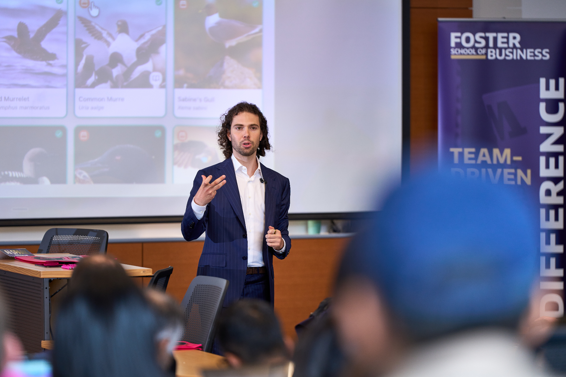 Léonard Boussioux speaking at UW Foster School of Business AI Day